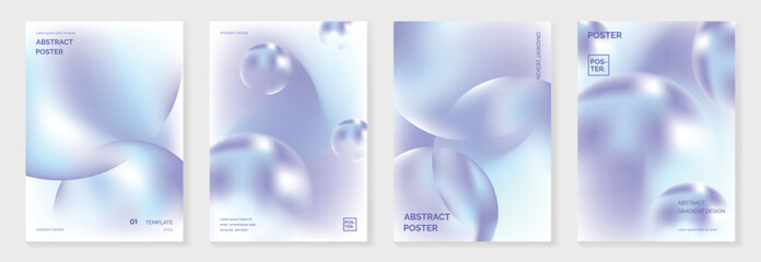 Wall Mural - modern gradient liquid glass poster background vector set.cover template with perspective geometric 