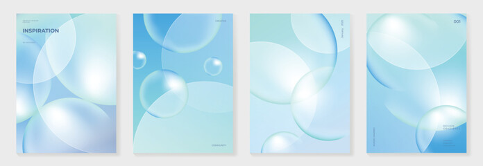 Wall Mural - modern gradient liquid glass poster background vector set.cover template with perspective geometric 