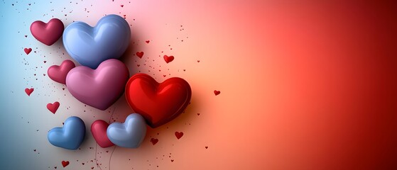 Wall Mural - valentine's balloons, copy space.