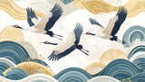 Cranes Flying Abstract Art.