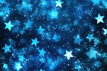 Wall Mural - Twilight Celestial Wonders: A Deep Blue Night Sky Adorned with Shimmering Stars and Cosmic Beauty