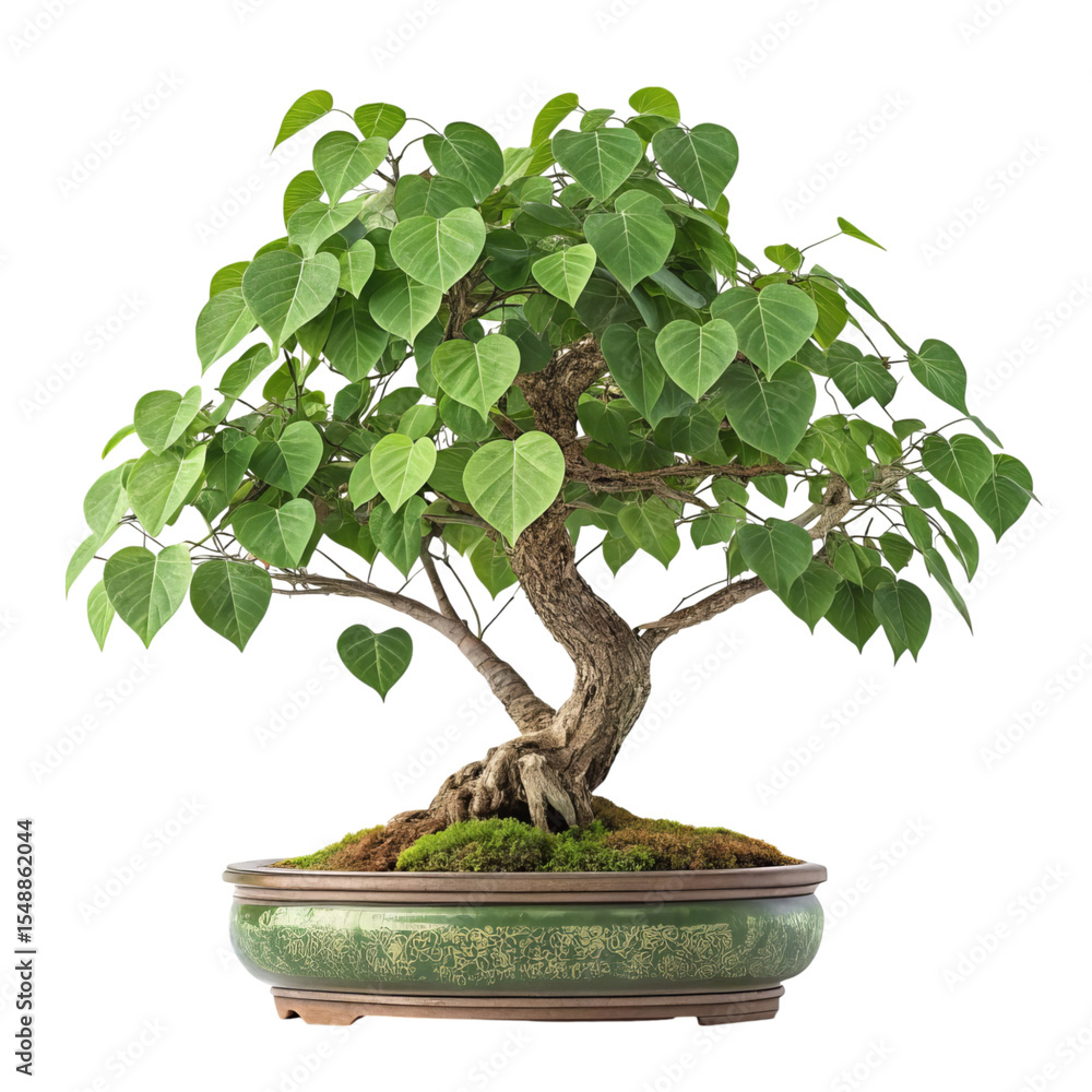 Lush green bodhi bonsai tree isolated on transparent background Stock Photo  | Adobe Stock