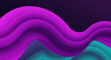 Wall Mural - vibrant abstract art displaying dynamic, fluid waves with an eye-catching teal to purple color trans