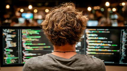 a powerful image portraying business developers, software engineers, coders, and data analysts worki