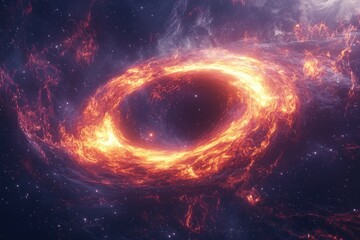 Wall Mural - powerful black hole accretion disk in deep space space black hole singularity accretion disk cosmos