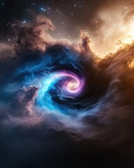 Wall Mural - colorful swirling nebula in deep space with stars nebula space stars colorful universe cosmos galaxy