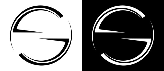 Canvas Print - rotating art lines in semi circle shape as symbol, logo or icon. black shape on a white background a