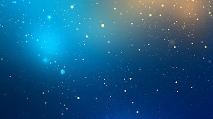 Wall Mural - Abstract blue and gold sparkling light background with bokeh effect and glitter particles