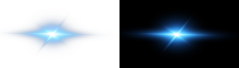 Wall Mural - futuristic blue light png with transparent highlights, glow, sun rays and bokeh sparks. radiant star