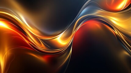 Wall Mural - Abstract dynamic background with flowing golden light trails for modern designs and concepts