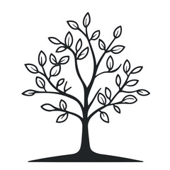 tree icon minimal line art style clean outline thin lines no fill isolated on transparent background