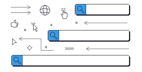 Wall Mural - search bar pixel art set. 8bit web browser elements collection. retro internet find shapes. click cu