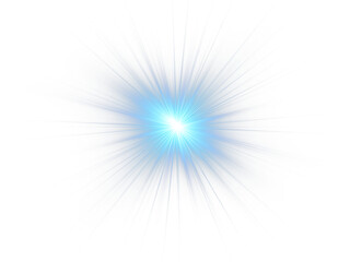 Wall Mural - blue glowing light with transparent spark effect in png format. radiant sunbeams, shine flare, and b