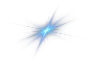Wall Mural - blue glowing light with transparent spark effect in png format. radiant sunbeams, shine flare, and b