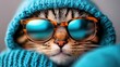 © Larisa AI - An adorable cat wrapped in a cozy sweater and stylish sunglasses, portraying a playful attitude and charm that can bring a smile to anyone’s face.
