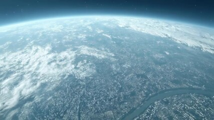 Wall Mural - Earth from space: Breathtaking aerial view of planet's surface with clouds and atmosphere. Global climate, environment, and weather concept for scientific research