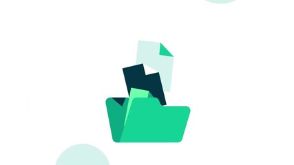 Wall Mural - abstract person standing inside folder symbolizing digital storage