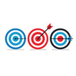 © Akash Mondal - Achieve business success with an arrow hitting the center of a red target, symbolizing accurate aiming toward your goal