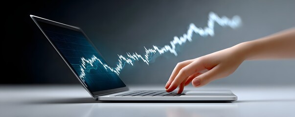 Wall Mural - editorial photograph of a financial advisor conducting a webinar, editorial photography style