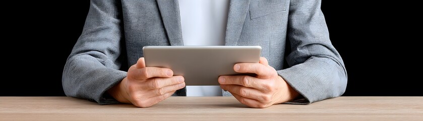 Wall Mural - financial planner using a tablet to explain investment options, documentary photography style