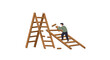 © Maureen - Overcoming challenges with broken ladders: problem solving in construction illustration vector illustration