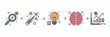 © muse - Flat icon set representing stages of the data science workflow – Ideal for educational diagrams, tech visuals, or AI development content.