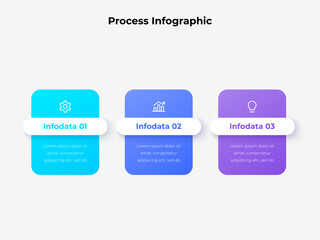 Wall Mural - clean and modern infographic template showcasing three distinct steps with icons. ideal for illustra