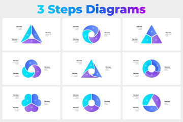 Wall Mural - versatile templates featuring three step diagrams in modern designs, ideal for business, education, 