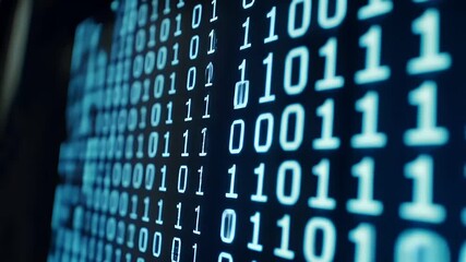 Abstract Binary Code Data Stream Displaying Digital Information in Blue
