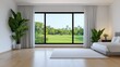 © pakkapol - Peaceful bedroom with garden view modern design minimalist style