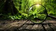 © Larisa AI - A magnifying glass showcases a vibrant green forest scene, highlighting the beauty of nature and inviting exploration of its lush, serene environment.