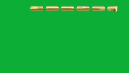 Wall Mural - Golden 3D dotted rectangle shape animation on green screen background for creative project