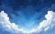 © li - Whimsical watercolor background illustration clouds night sky. High quality