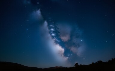 Wall Mural - Stunning night sky with the Milky Way stretching across a starry backdrop. Ideal for nature and astronomy themes. High quality