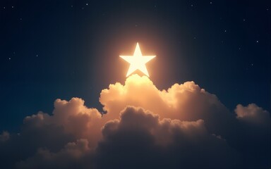 Wall Mural - A bright star in the night sky surrounded by a glowing cloud, symbolizing the theme of hope and aspiration. High quality