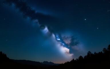 stunning night sky with the milky way stretching across a starry backdrop. ideal for nature and astr