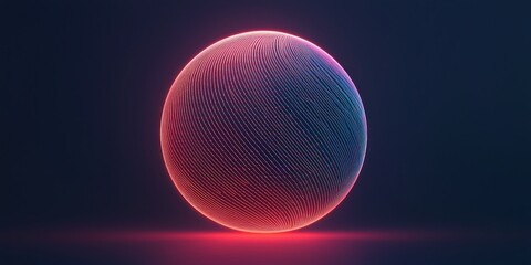 Wall Mural - A glowing, textured sphere, illuminated by a vibrant, warm-toned light, set against a dark background