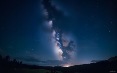 Wall Mural - Stunning night sky with the Milky Way stretching across a starry backdrop. Ideal for nature and astronomy themes. High quality