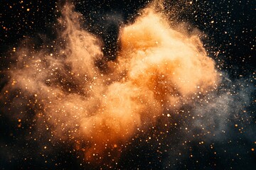 Wall Mural - Abstract explosion of orange and brown smoke against a black background