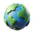 © Digital - Stylized earth globe 3d rendering in plasticstyle icon isolated on white background for global awareness and environmental campaigns