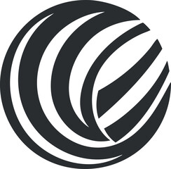 Wall Mural - Abstract round black and white circular logo design with dynamic curved shapes and modern style