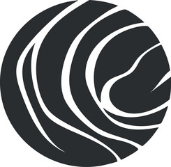 Wall Mural - Abstract black and white circular design with curved flowing lines creating a geometric pattern