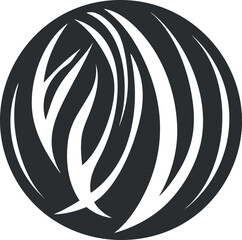 Wall Mural - Abstract black and white circular design with curved shapes and modern artistic pattern