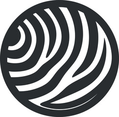 Wall Mural - Abstract black and white circular pattern with curved stripes and organic shapes