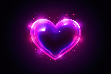 Canvas Print - heart shape neon background purple light night.