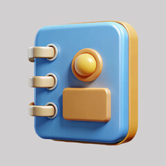 cute blue spiral notebook app icon design in 3d style perfect for mobile interfaces and applications