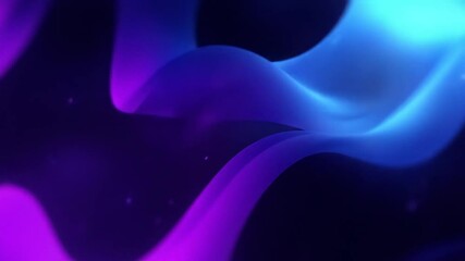 Wall Mural - Fluid abstract shapes with glowing purple and blue waves animation.