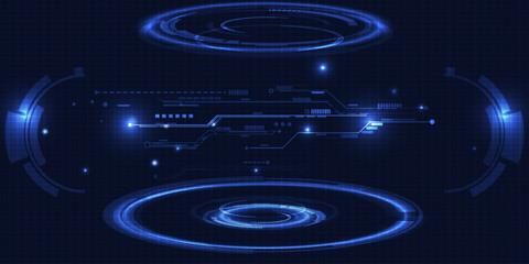Wall Mural - abstract digital technology futuristic stage and background with hi tech circuit pattern.vector illu