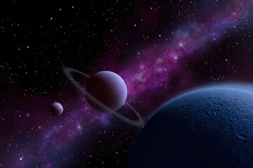 Wall Mural - outer space view with planets, stars, and galaxy in vivid colors