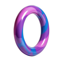 Wall Mural - Colorful, glossy ring with vibrant purple and blue swirl pattern, showcasing modern design and playful aesthetic